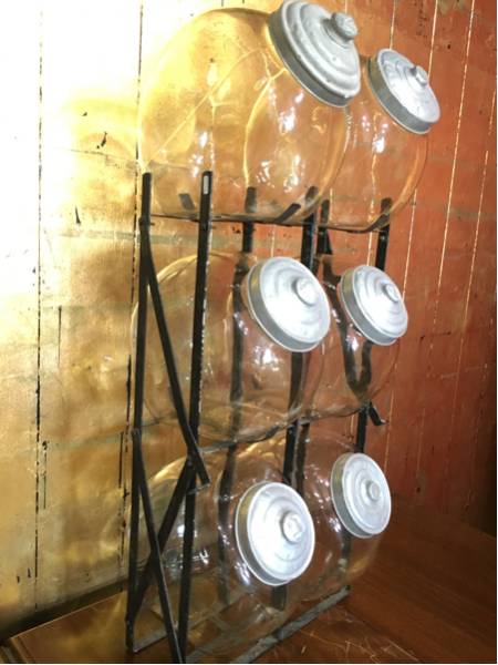 京都西陣４８◆駄菓子屋廃業処分品ガラスビン駄菓子瓶ラック付