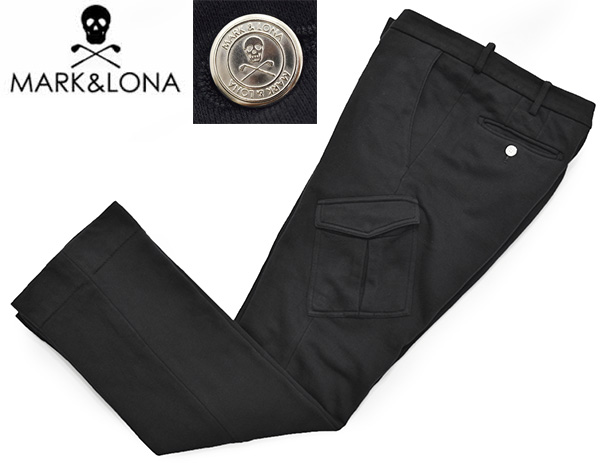 美品 マークアンドロナ MARK&LONA スウェットカーゴパンツ/黒
