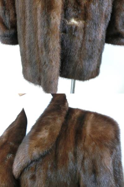 1円～Wood Notes by OSFUR ミンク 毛皮 コート 13号 茶 ⑩