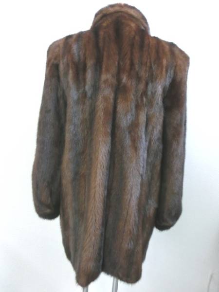 1円～Wood Notes by OSFUR ミンク 毛皮 コート 13号 茶 ⑩