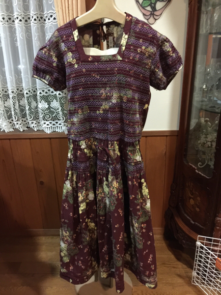 ピンクハウス カネコイサオ エプロンワンピース ワインレッド赤