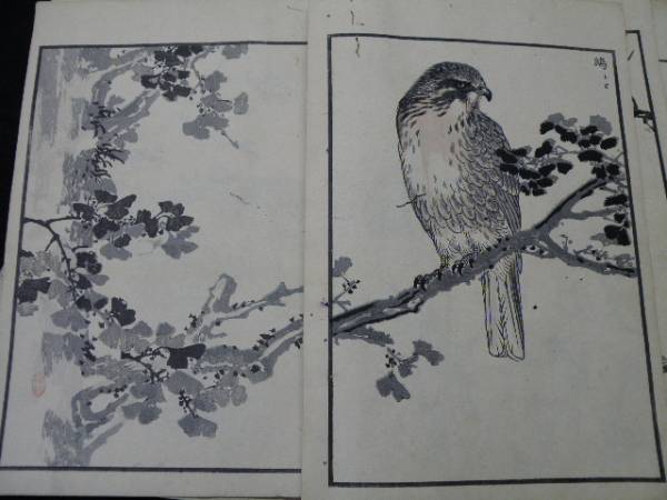 再出品 明治期 楳嶺百鳥畫譜 地 幸野楳嶺 ※傷み 木版画 浮世絵