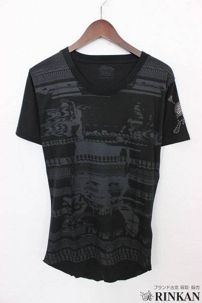 ロエン/袖スカルスタッズ総柄Tシャツ【99】