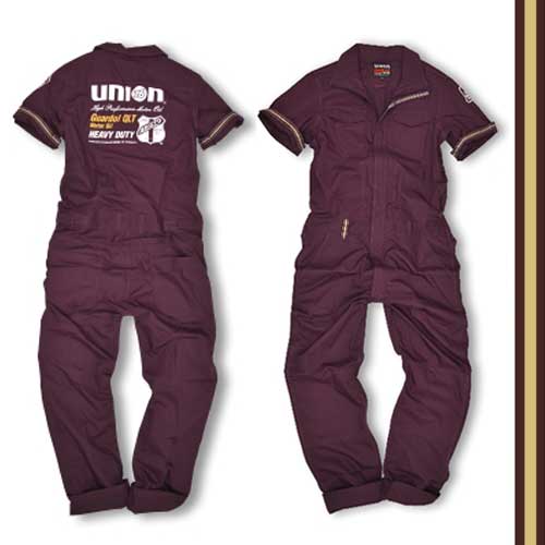 76Lubricants（ナナロク）夏用半袖つなぎ、パープルL、細身