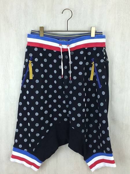 FRAPBOIS◆サルエルハーフパンツ/M/コットン/BLK/総柄