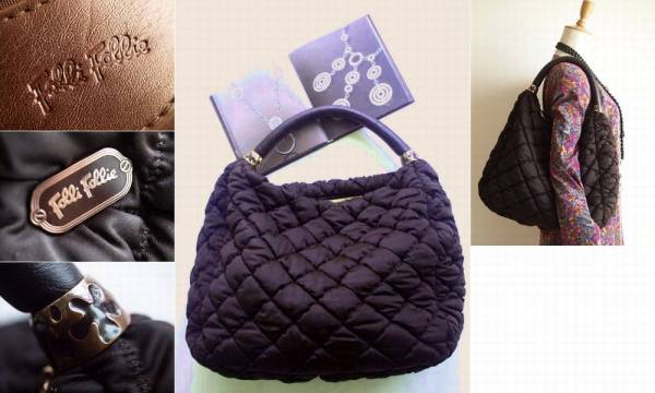 1円/Folli Follie フォリフォリ★キルティング×革/可愛いバッグ