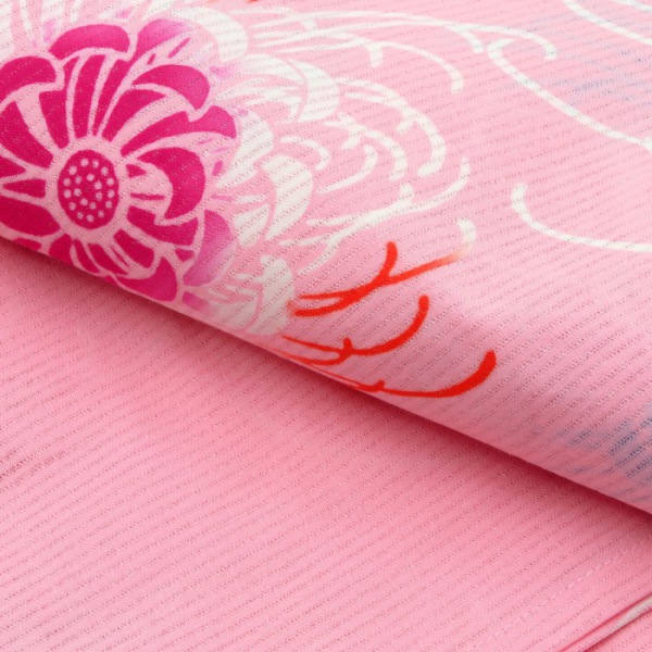 女児浴衣単品(110)大三ツ身 本染め注染 乱菊柄 ピンク系