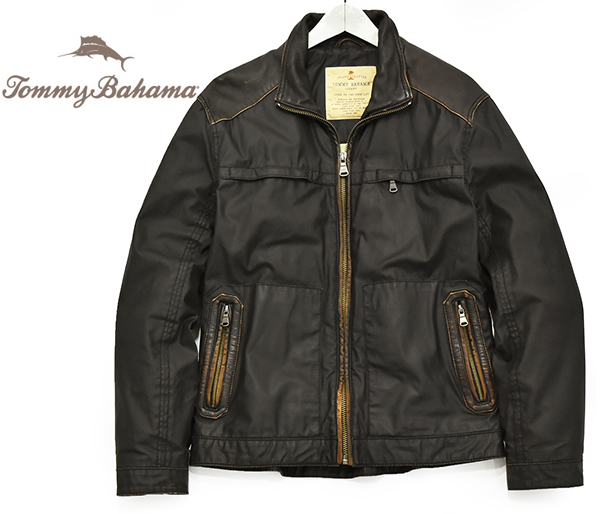 希少 トミーバハマ コットン×羊革 加工 ライダースジャケット