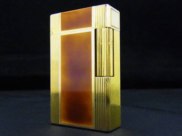 デュポンDupont ライターライン1L ゴールド×マーブル柄ブラウン S.T. 