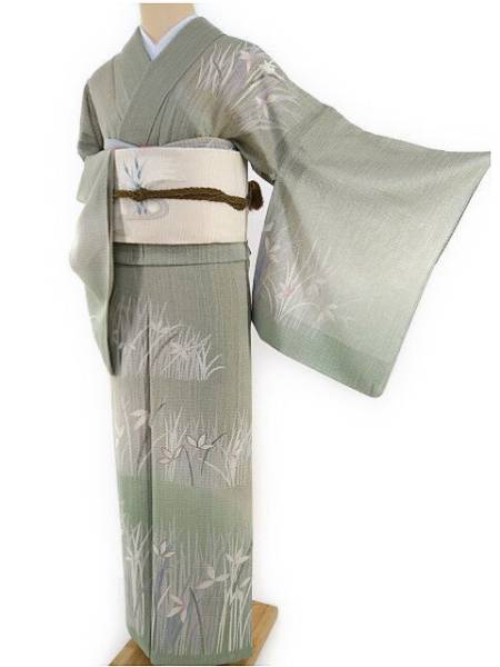 ゆめsaku 新品 刺繍“優彩に夏草を紡ぐ”紗紬訪問着 h-123
