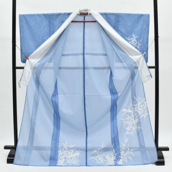 ◇着物セレク◇ 1円 夏 着物 付下げ 化繊 絽 鶴文様