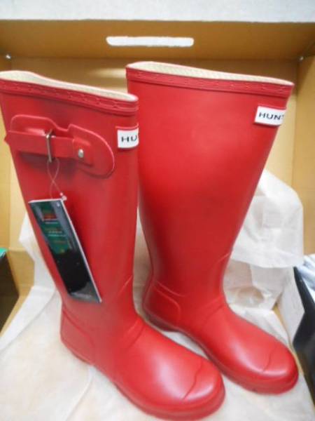 ハンター HUNTER レインブーツ 長靴 ロング W23499 赤 未使用