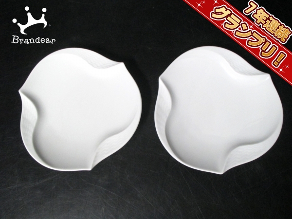Meissen 白磁皿 2枚セット 21.5㌢ 未使用品 マイセン 波の戯れ