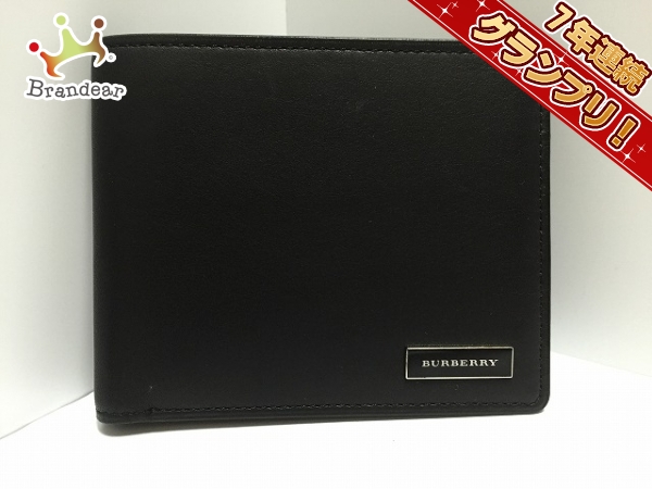 BURBERRY 二つ折り財布 レザー ブラック 二つ折り財布 ファッション