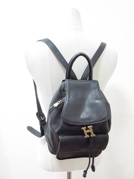 ヒロフ リュックサック 鞄 レザー ブラック