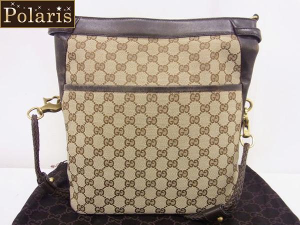 グッチ キャンバスGG柄ショルダーバッグ/ベージュ×ブラウン