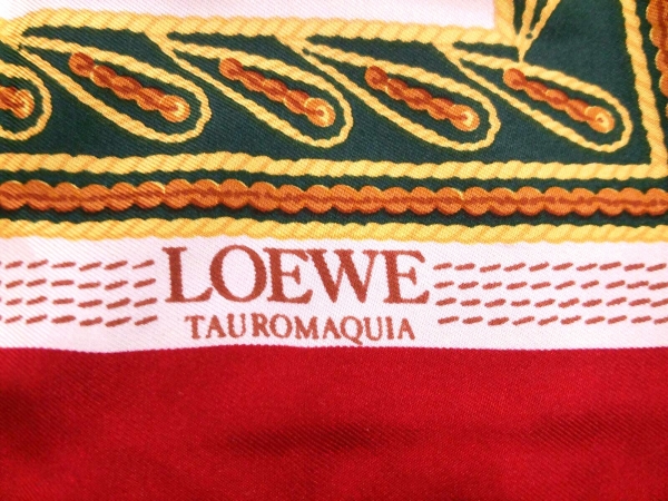 ロエベ スカーフ 美品 レッド×マルチ LOEWE ブランド別 ロエベ 【公式
