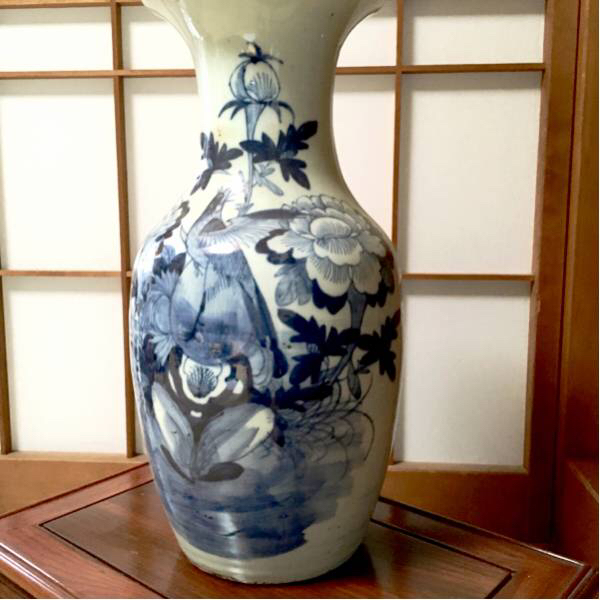 古染付花鳥花瓶 中国 清 アンティーク、コレクション 陶芸 【公式通販】