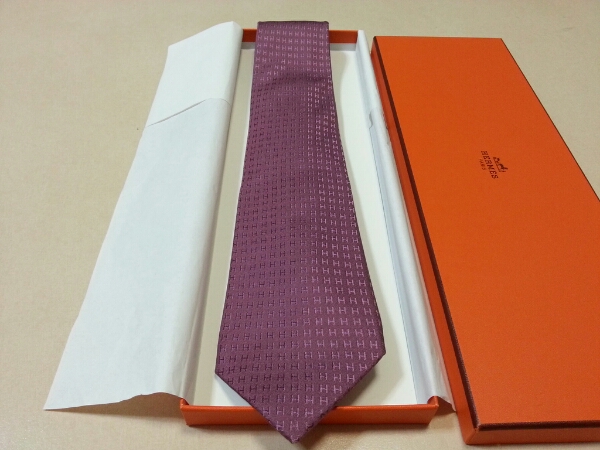 ネクタイ エルメス HERMES 美品 H柄 総柄 パープル シルク 高級 大人気