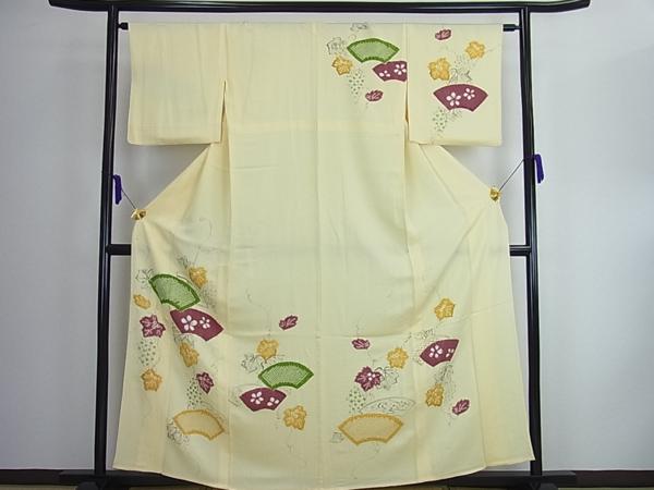 平和屋■訪問着　単衣　手描き　絞り　葡萄蔦文　逸品ｓ952　