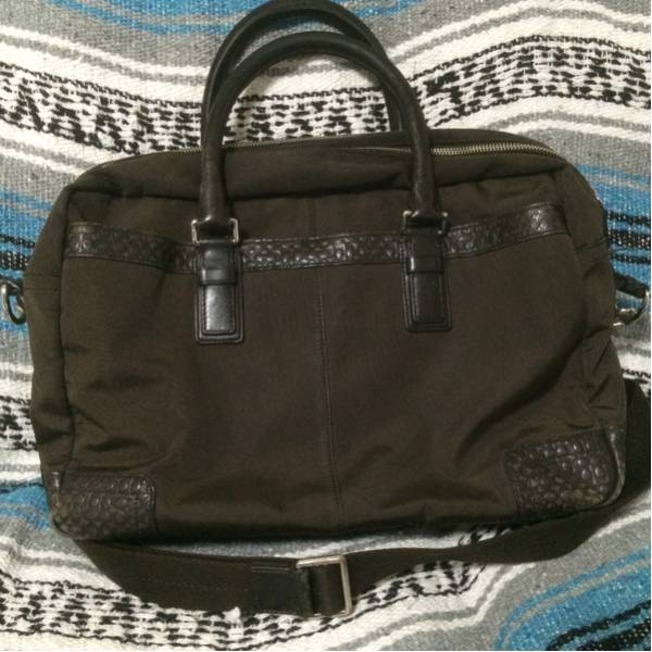 コーチcoach型押しレザーナイロンブリーフケースビジネスバッグ