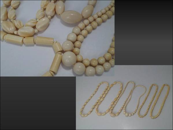 860☆本象牙 デザインネックレス 6本まとめて 丸玉 捻り 148.0g