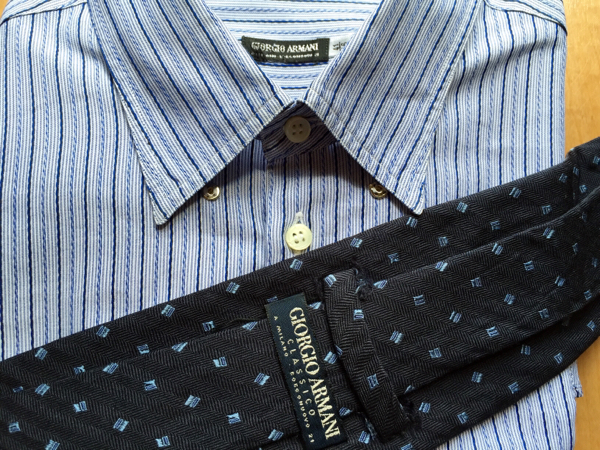 ジョルジオアルマーニ黒ラベル メンズ長袖シャツ&ネクタイ