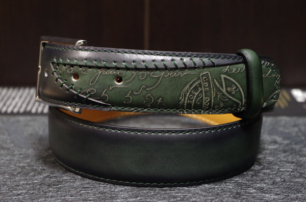 ベルルッティ BERLUTI レザーベルト ラピィエセ・ルプリゼ 85 緑