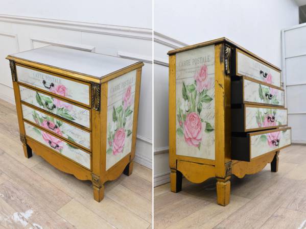 EN28アンティーク調 金ゴールド チェスト 整理タンス 衣装箪笥