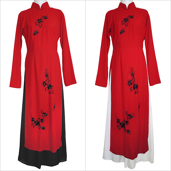 美品★刺繍 アオザイ Lサイズ程度 色と着丈の違うパンツ2本付き