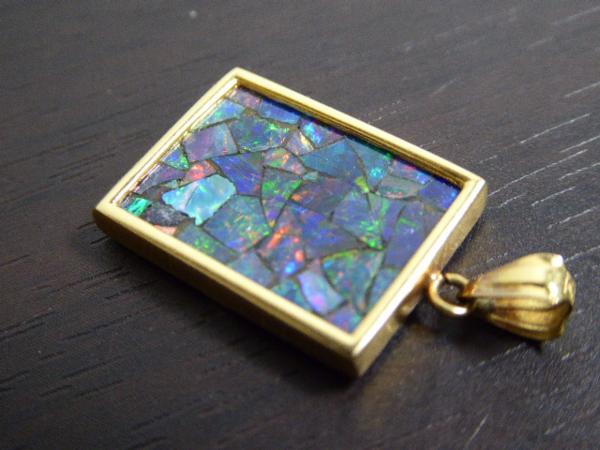 ☆ブラックオパール K18 ネックレス ペンダント トップ 2.5g