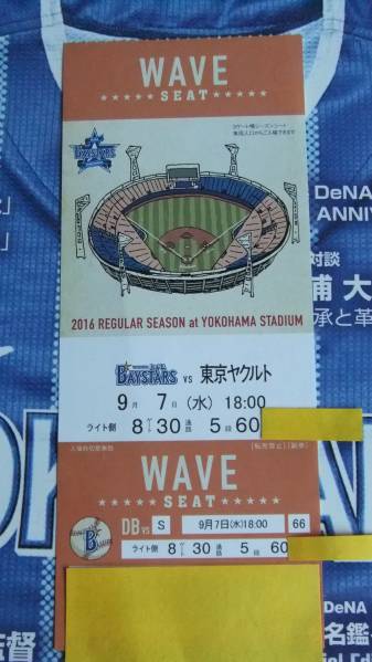 ５列目・超優良席 ９/７ 横浜vsヤクルト ライト １席 現地手渡し