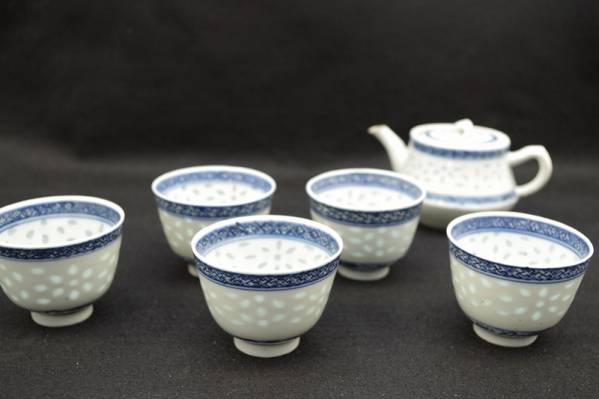 康熙年製銘　茶器６点　蛍手茶碗　