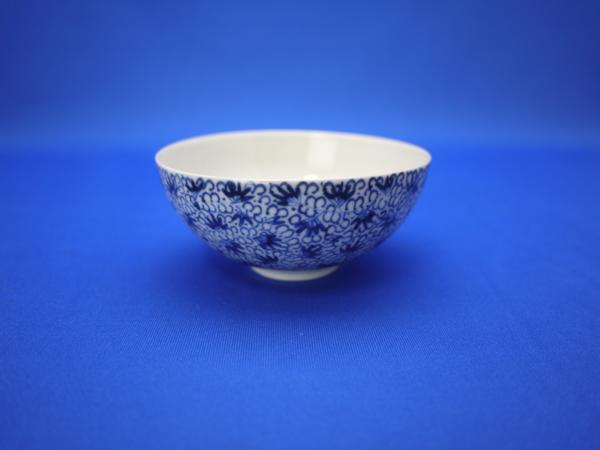 江戸期 古伊万里 染付 花唐草文 3.3寸 茶碗 古伊万里染付