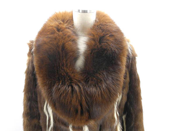 ファー付きロングコート(L)冬服アウター⁄上品⁄フォーマル⁄リアルファー 1