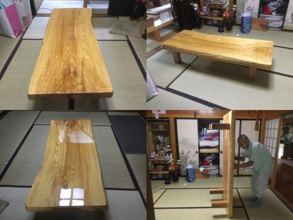 一枚板テーブル座卓脚付定価342，111円最大幅67ｃｍ即決底値出品
