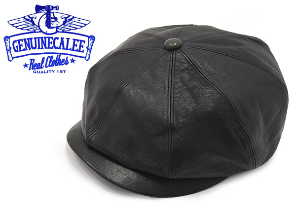 名作 キャリー CALEE 牛革 レザーハンチング/キャスケット 黒
