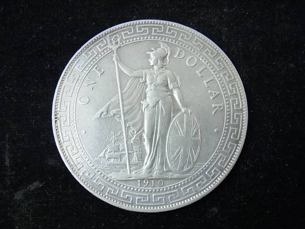□イギリス貿易銀□1910年 1ドル 壹圓銀貨/香港 海峡植民地 ※50