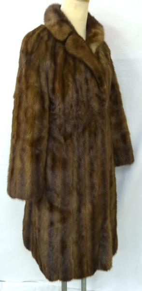 サガミンク☆婦人 ファーロングコート☆9☆中古品（F16398