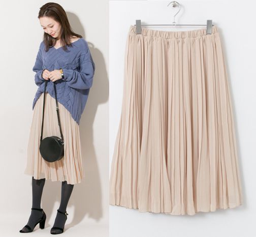 ’16新作 URBAN RESEARCH ランダムプリーツスカート OFF BEIGE