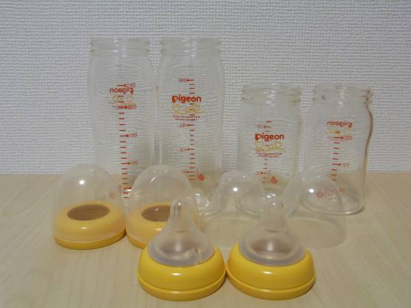 美品ピジョンガラス哺乳瓶乳首付き_3
