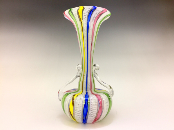 【美品】一輪挿し　花瓶　ベネチアンガラス調 ∞ヴェネチアンガラス ムラノ ヴィンテージ 一輪挿し 花瓶