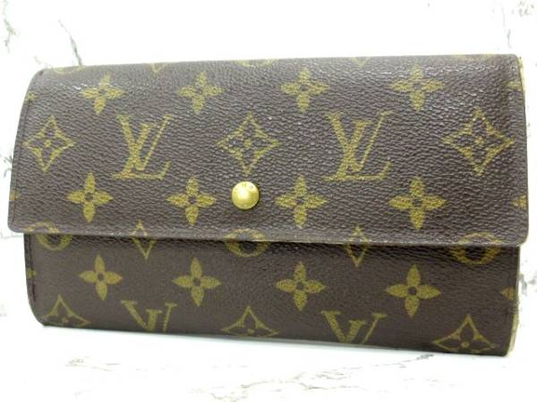 ルイヴィトン M61215 モノグラム 三つ折り 長財布 茶