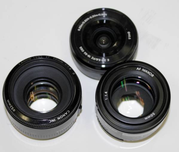 ニコンAF50mm/1.4、キャノンEF50/1.8、SONY レンズジャンク Nikon AF-S