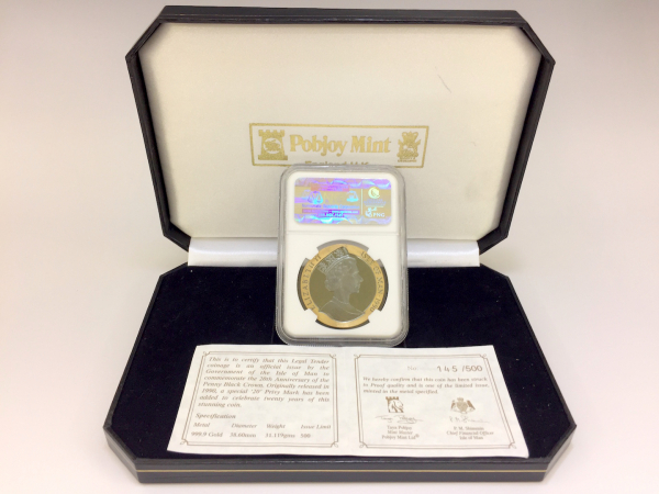 マン島 1990年 金貨 イギリス NGC 最高鑑定 黄金のペニーブラック1990