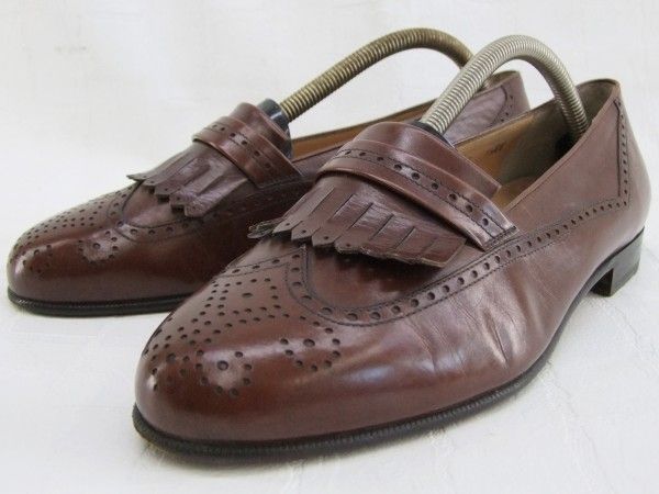 美品 Ferragamo ウイングチップ レザーシューズ 8 1/2 ＃ 53985