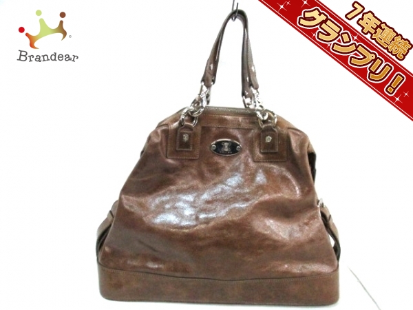 セリーヌ ハンドバッグ - ブラウン エナメル（レザー） CELINE