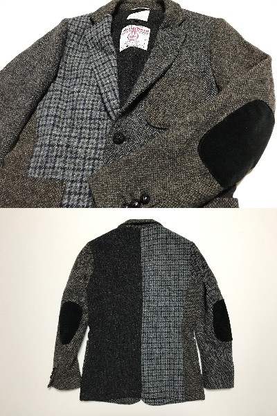 HarrisTweed×B&Y UA エルボーパッチ付ツイードジャケット M