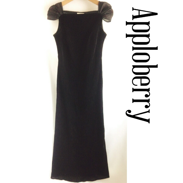 Apploberry アプロベリー ベロア ロングドレス13号 ブラック 黒