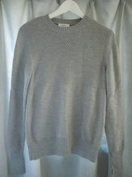 美品☆HYKE/ハイク1グレー地柄ニット毛100％